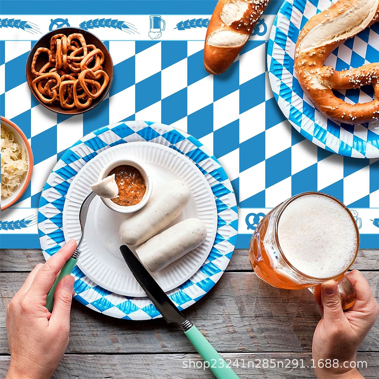 Confezione da 5 tovaglie Oktoberfest blu &Tovaglie a quadretti bianchi per forniture per la festa del tè dell'Oktoberfest, tovaglia rettangolare in plastica per campeggio, picnic, matrimonio, festa di del 2025 a $15.99 –P4