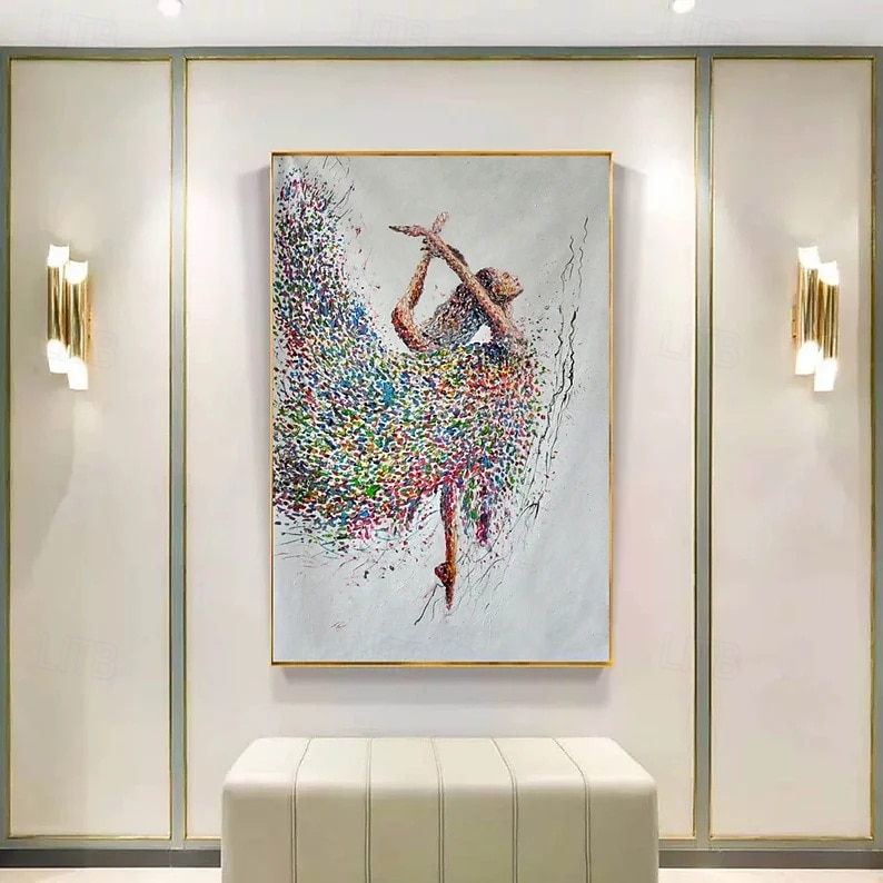 2025年 ダンスの絵画、額入り抽象画、バレリーナのウォールアート、大きなダンスの絵画、ダンスのホームペインティング、ダンサーのウォールアート、パーティーギフト  コレクション – $58.99 –P2
