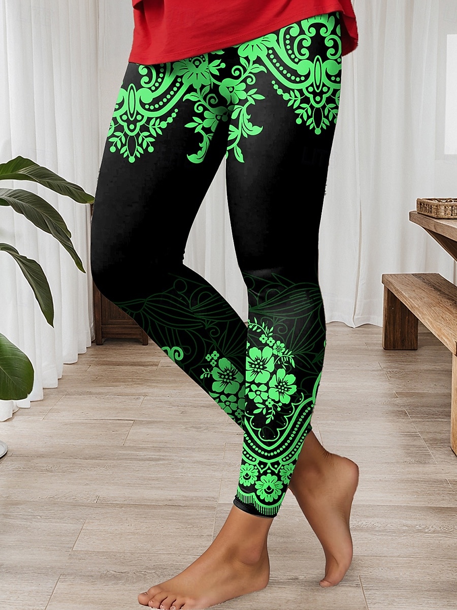 Femmes Leggings ancien Mode Style Ethnique Longueur complète Taille haute Graphique Formes Géométriques Impression Respirant Doux Élastique Occasionnel Quotidien Fête Blanche Bleu Vert Améthyste Ét de 2025 ? $19.99 –P5