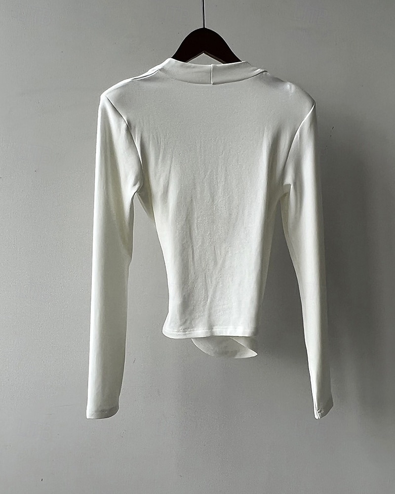 Femmes Chemisier Uni Moderne Occasionnel manche longue Col en V Hauts Réguliers Quotidien Fête Froncé Noir Blanche Marron clair Automne de 2025 ? $22.99 –P13