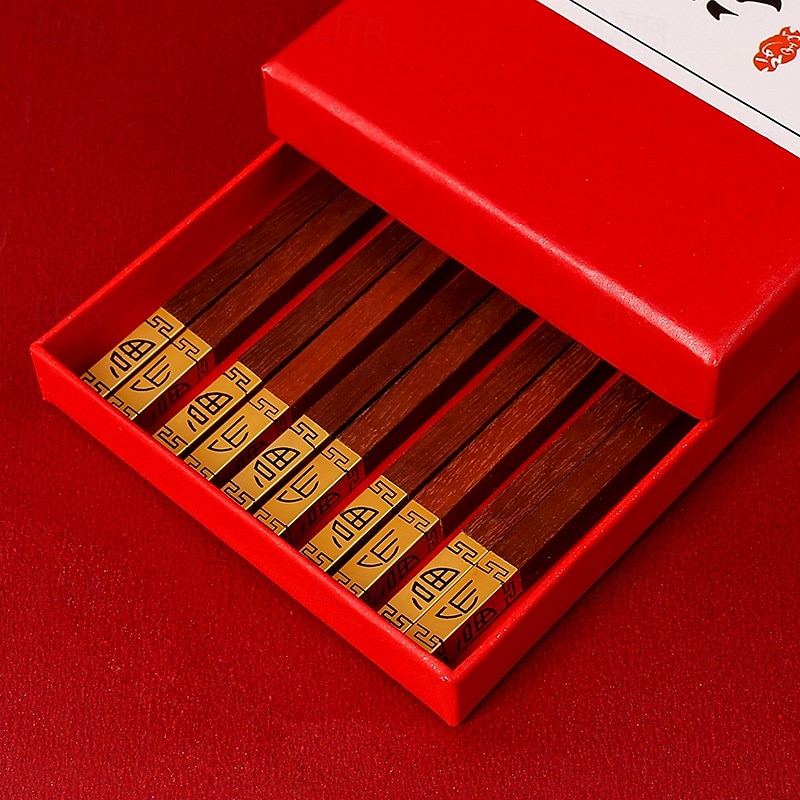5Pairs Wood Chopsticks Chinese Style Solid Wood Chopsticks Family Hotel Wedding Chopstick Set 2025 - $13.99 –P1