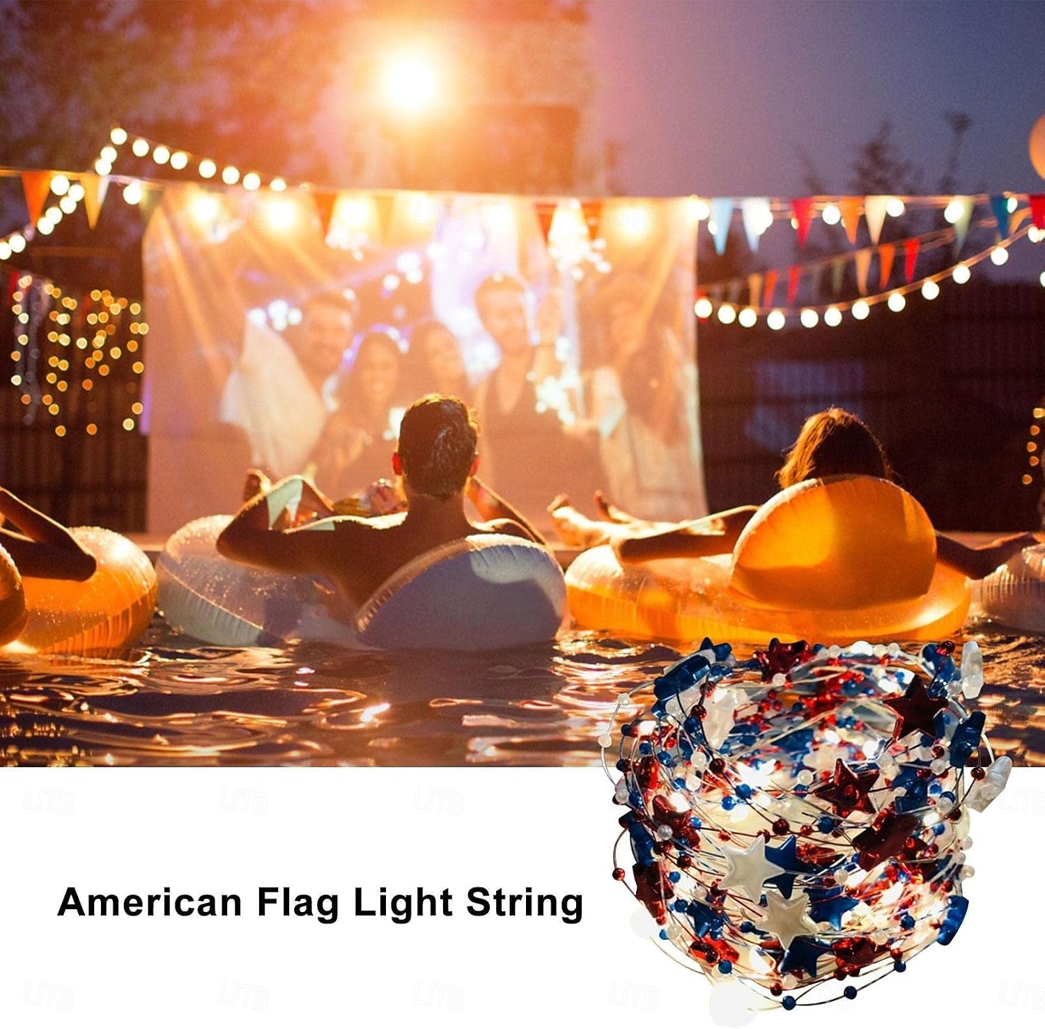 1 Pc Patriotic 3M-30 LED Bead for 4th of July Independence Day 250th Anniversary Memorial Day Red, White, Blue Star Decorative Light String Indoor Party Theme Decorative Light AAA Battery Box 2026 - $12.99 –P14