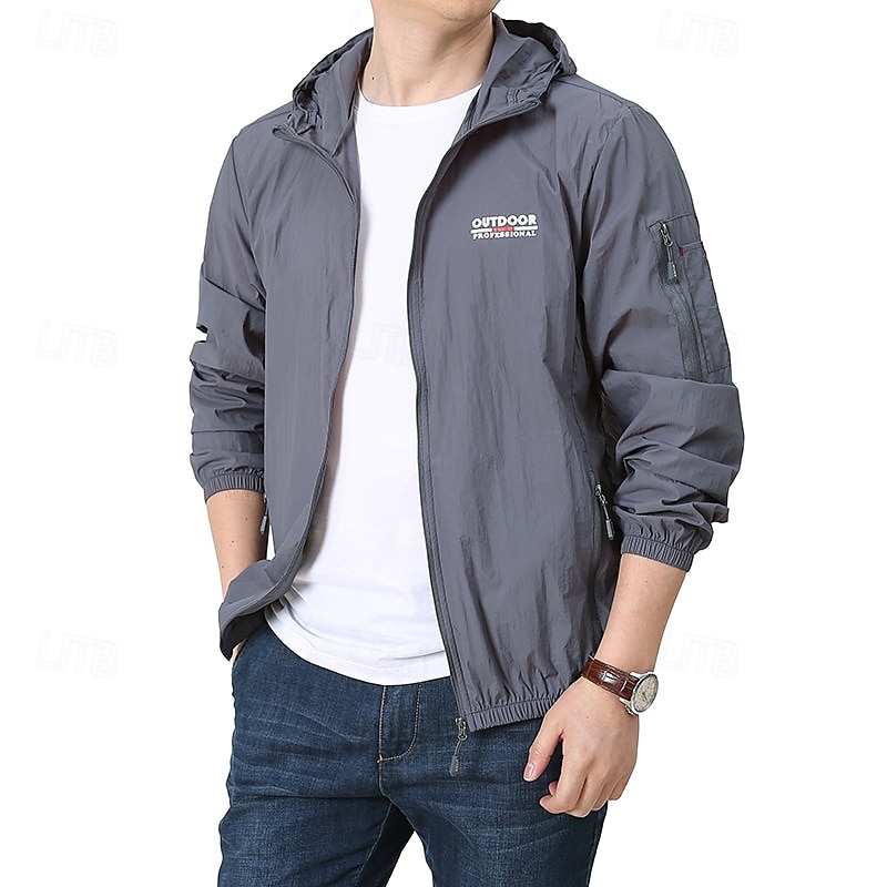 Men's Windbreaker Hiking Jacket Rain Coat Outdoor Waterproof Sun Protection Windproof Hiking Outfits Hiking Clothes Spring Autumn / Fall Top Camping / Hiking / Caving Running Black Blue Dark Blue 2026 - $19.99 –P3