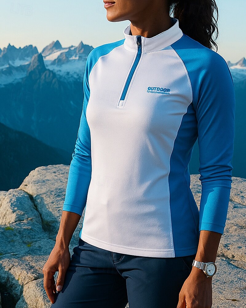Dames Polo-sweatshirt Wandelshirt Wandeltop Lange mouw Opstaand Kleding Bovenlichaam Buiten Ademend Sneldrogend Lichtgewicht Kwartrits Polyester Lapwerk Wit Tennis Golf Hardlopen 2025 - $31.99 –P3