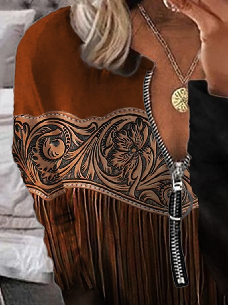 Dame Boho skjorte Bluse Batikkfarget Trykt mønster Daglig Stilfull Langermet Crew-hals Vanlige topper Daglig Ut på byen Trykt mønster Quarter Zip Lysebrun Blå Himmelblå Brun Vår Høst 2025 - $19.49 –P2