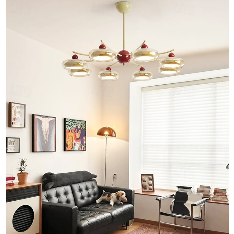 Lampadario in vetro francese di metà secolo, elegante pendente per camera da letto & studio del 2025 a $1155.99 –P6