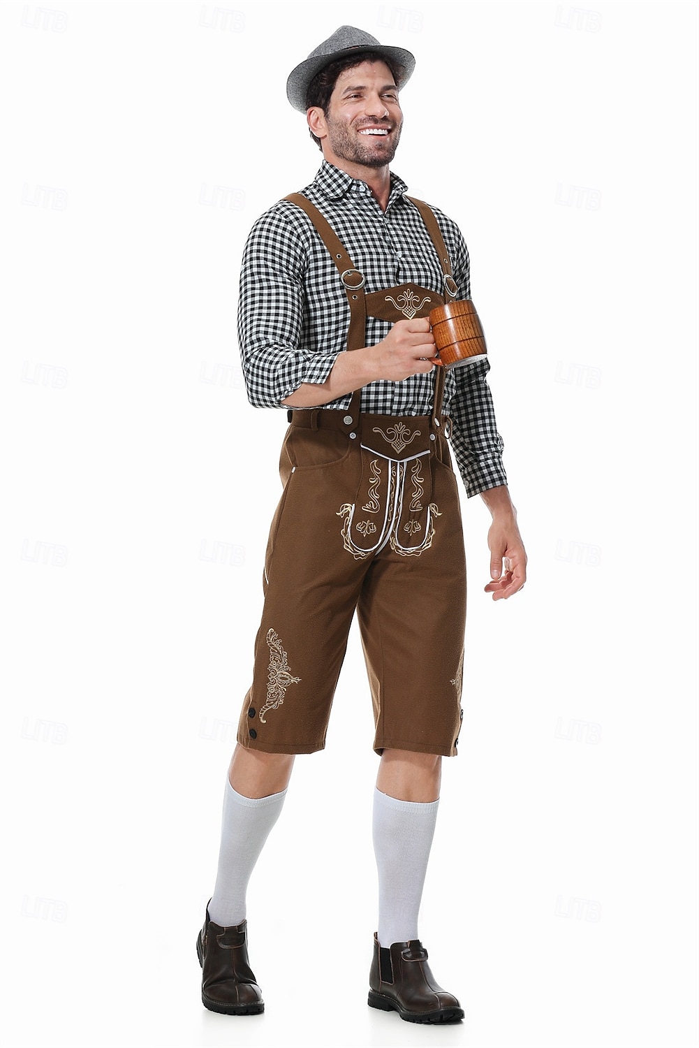 Oktoberfest Lederhosen Camisas Sombrero alpino bávaro Alemán alpino prados Hombre Fiesta Festival de Cerveza Paño de estilo tradicional 2026 - $61.99 –P4