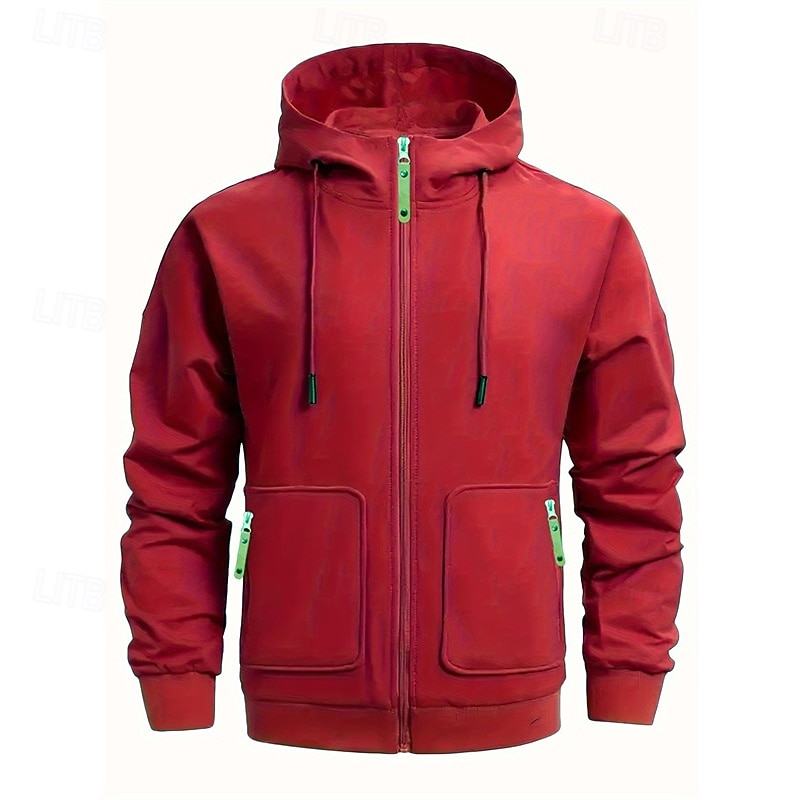 Pánské Kapuce Mikina s kapucí na zip Černá Fialová Námořnická modř Khaki Světle šedá Kapuce Bez vzoru Kapsy Sporty a outdoor Denní Dovolená Polyester Šik ven Základní Na běžné nošení Jaro Podzim 2026 - $28.99 –P13