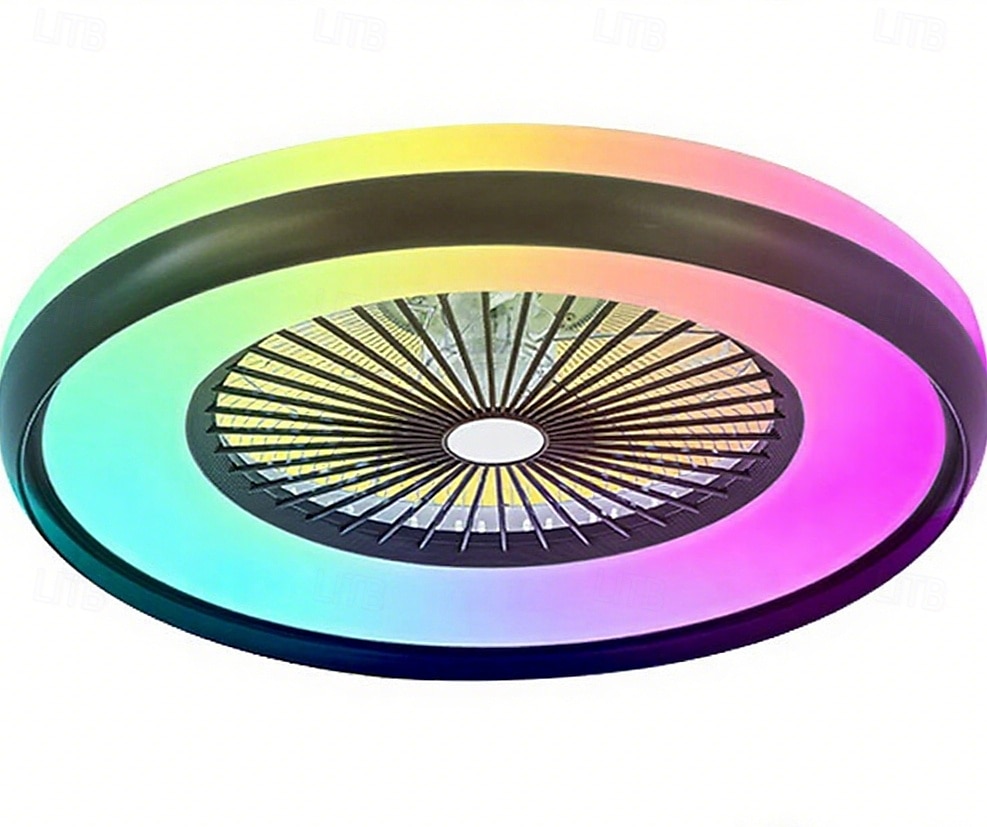 Ventilatore da soffitto senza pale con luce, ventilatore da soffitto a basso profilo, ventilatori da soffitto intelligenti RGB, telecomando Fandelier, lampadario moderno a filo chiuso del 2025 a $302.29 –P11