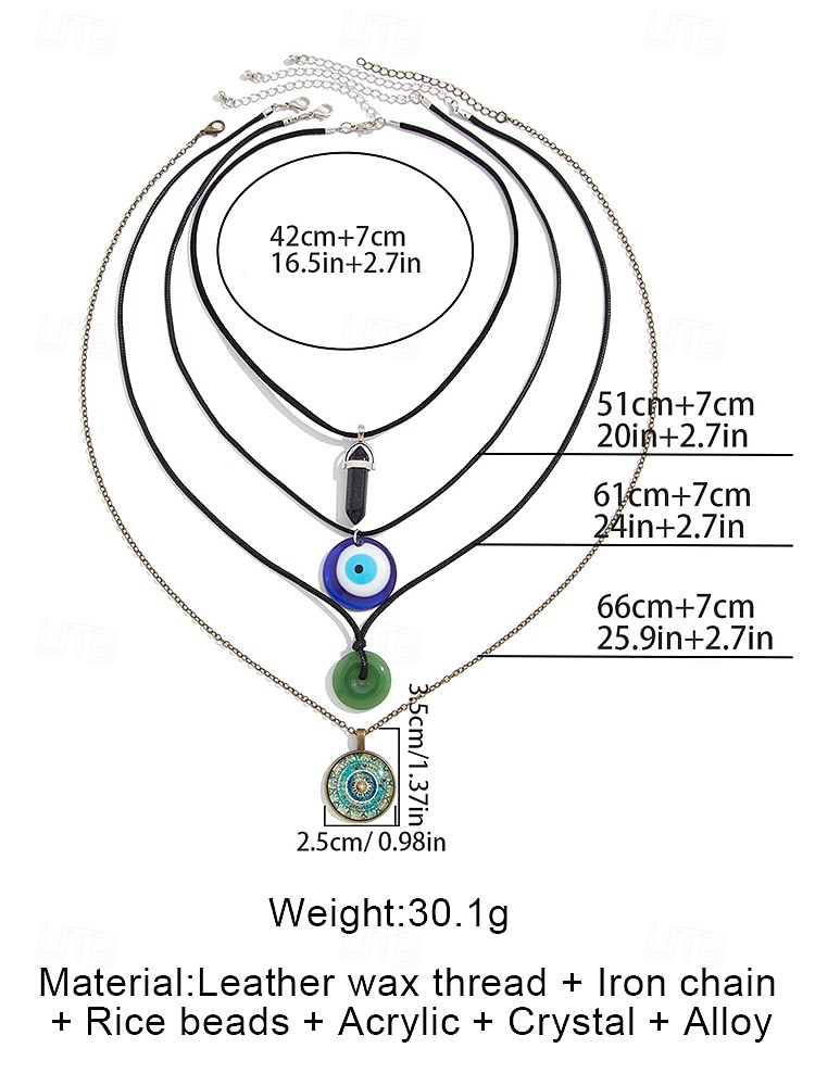 Женский комплект из многослойных ожерелий в стиле бохо – многослойные подвески от сглаза, солнца и звезд с чокером из бисера, для духовного образа, праздников и повседневной носки 2025 - $11.99 –P12