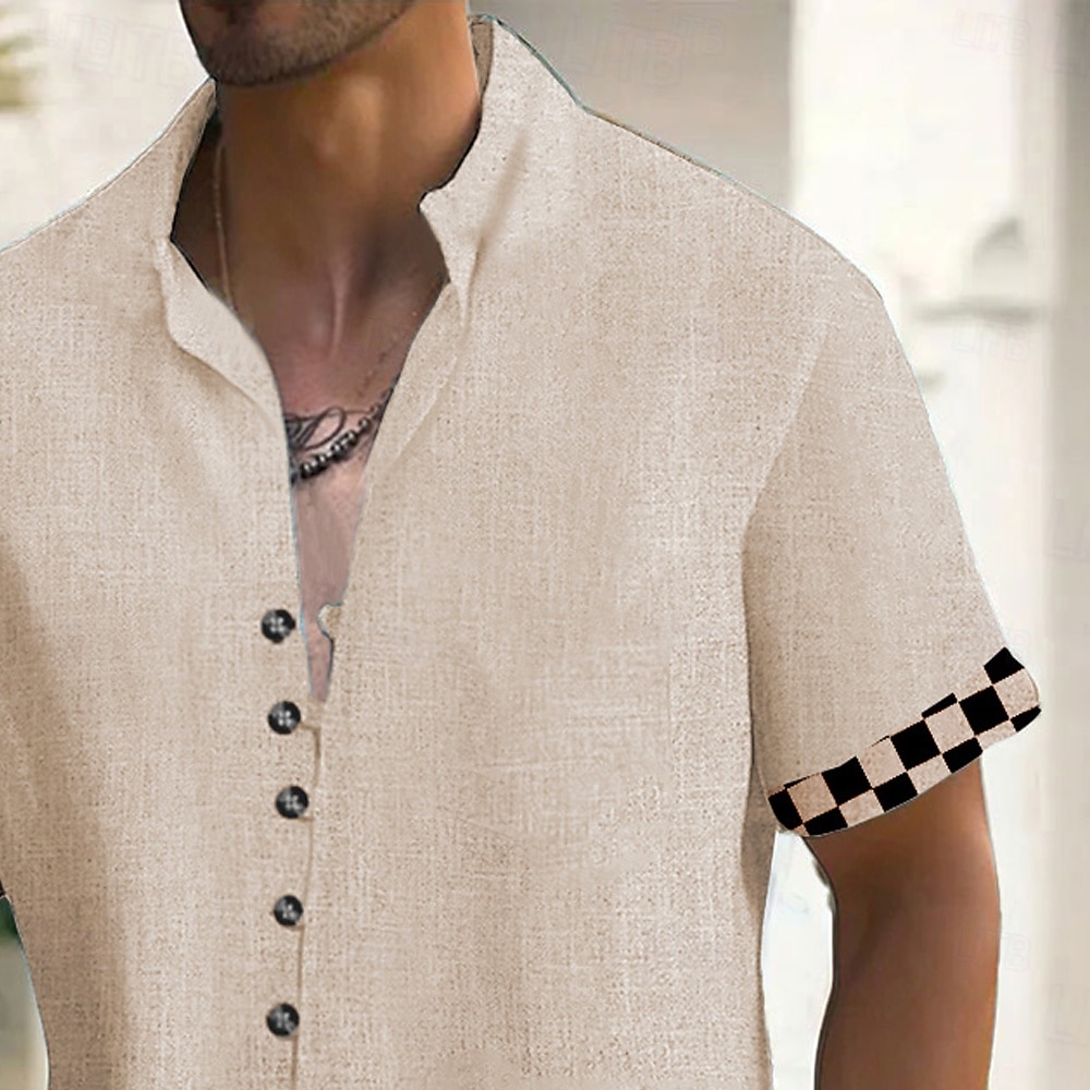 Per uomo Polsini a scacchiera Camicia Camicia con Bottoni Camicia