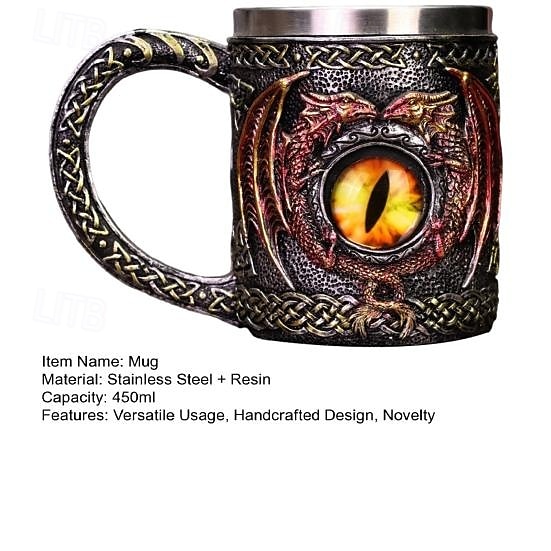 Caneca de cerveja de aço inoxidável com olho de dragão, caneca de presente para Oktoberfest, xícara de café exclusiva com escultura de dragão, copo de água com estátua de dragão 3D, caneca de metal criativa de 2025 por $22.99 –P3