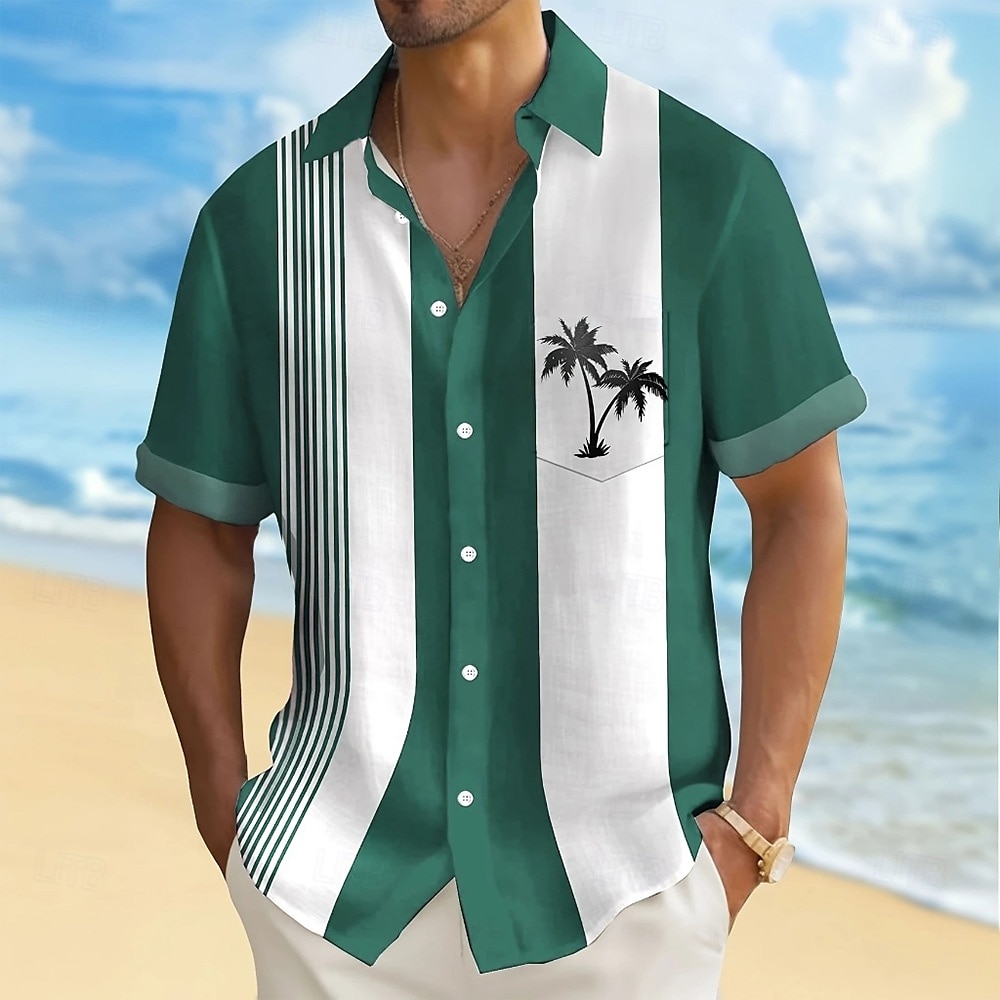Homme Cocotier Plantes Tropicales Chemise Chemise hawaïenne Chemise Boutonnée Manche Courte Hawaïen Fête Tenue de plage Été Printemps Col Rabattu Impression 3D chemises à col Une poche avant Rouge de 2025 ? $23.99 –P5