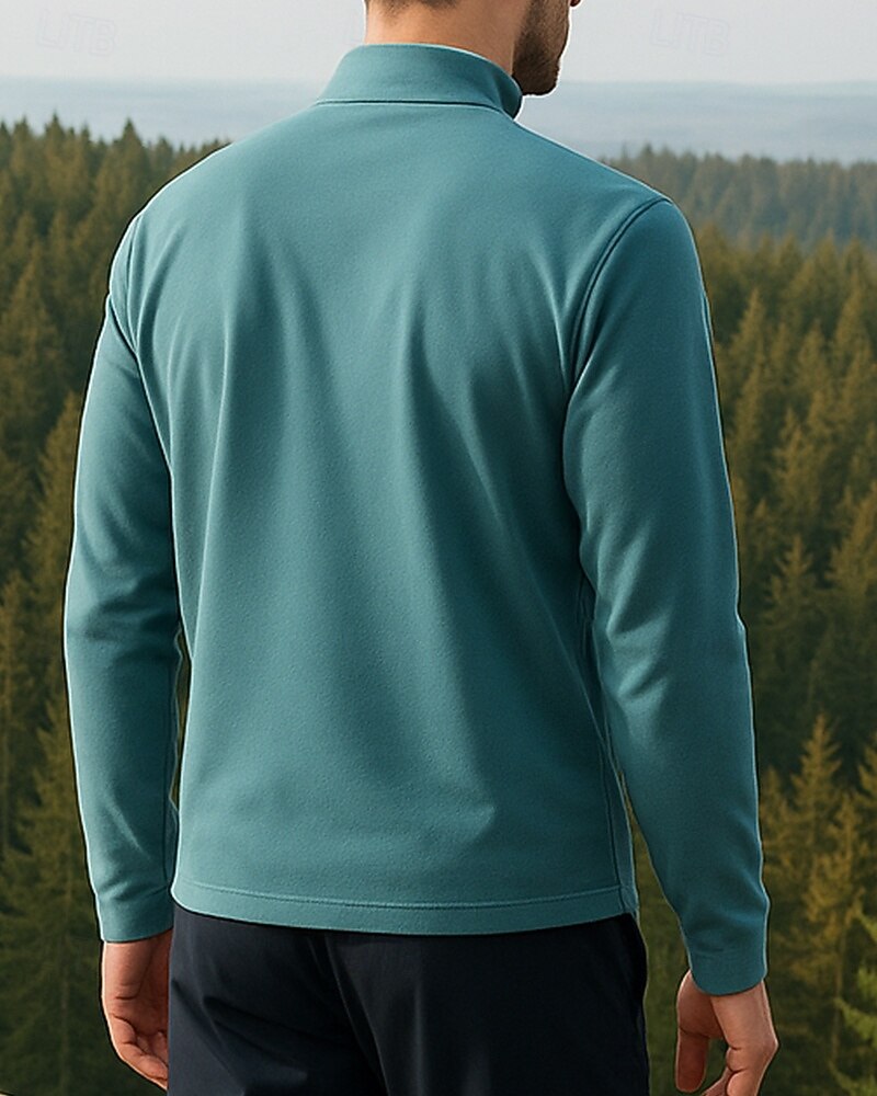 Bărbați Hanorac polo Top de alergare Top de drumeție Manșon Lung Guler de stand Tricou Tee Topuri În aer liber Uscare rapidă Ușor Elastic Respirabil Sfert de fermoar Poliester Gri Închis Negru Verde 2025 - $26.99 –P5