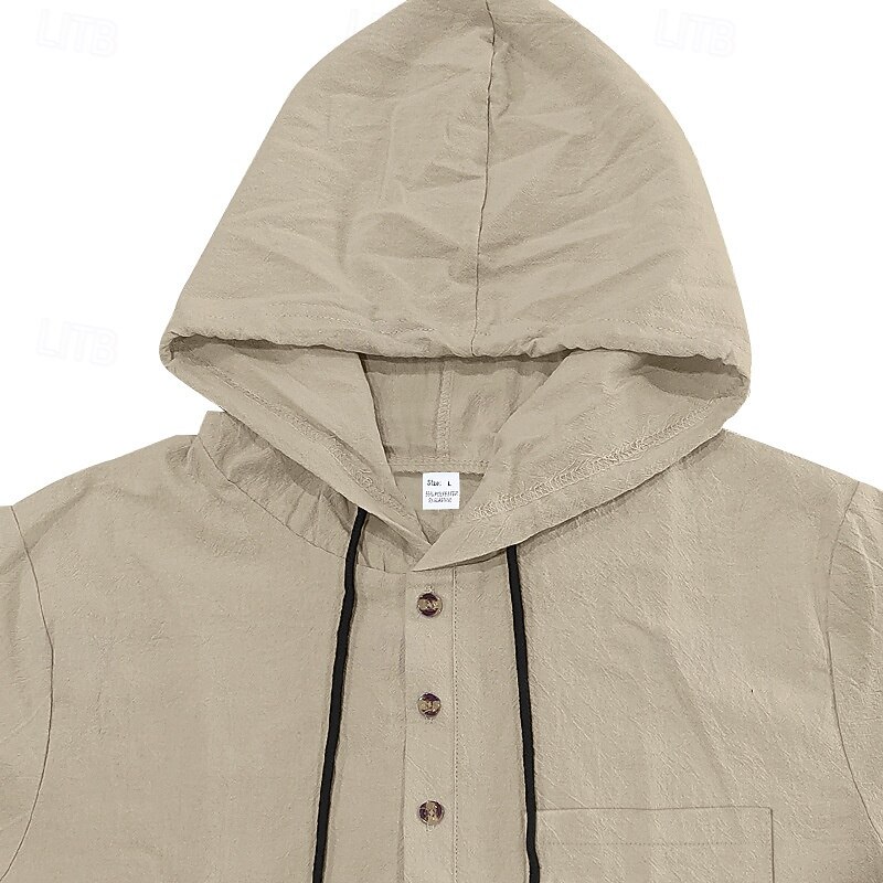 Voor heren T-shirt Henley-shirt T-shirts Shirt met korte mouwen Korte mouw Capuchon Zomer Lente Effen Modieus Ontwerper Basic Knop Vakantie Straat Uitgaan Zwart Wit Geel Top T-shirt voor mannen 2025 - $25.99 –P9