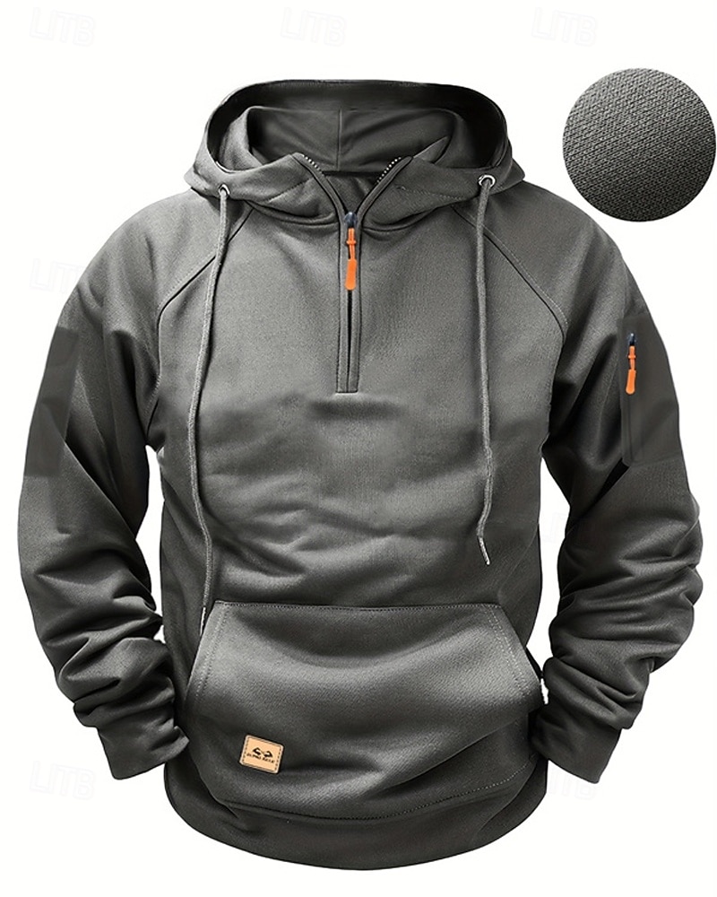 Men's Hoodie Quarter Zip Hoodie Black Wine Navy Blue Blue Camel Hooded Plain Pocket Sports & Outdoor Daily Holiday Polyester Streetwear Basic Casual Spring Autumn / Fall Clothing Apparel Hoodies 2026 - $27.99 –P6