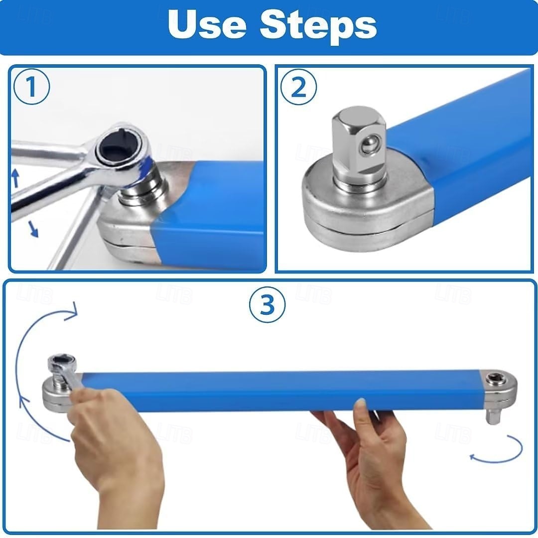 Offset Extension Wrench Set, 15.4 Inch Offset Extension Wrench with 1/2", 1/4", 3/8" Square Drive Adapters and 3/8" Drive Ratchet Wrench, Universal Impact Wrench Extender Tool for Tight Place 2025 - $20.99 –P3