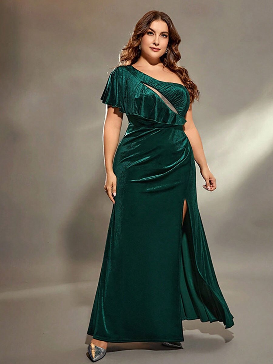 Rochie de Seară A-Line Elegantă Rochie Formală pentru Nuntă Lungime Podea Fără Mâneci Pe Umăr Catifea cu Fendă 2025 - $129.99 –P7
