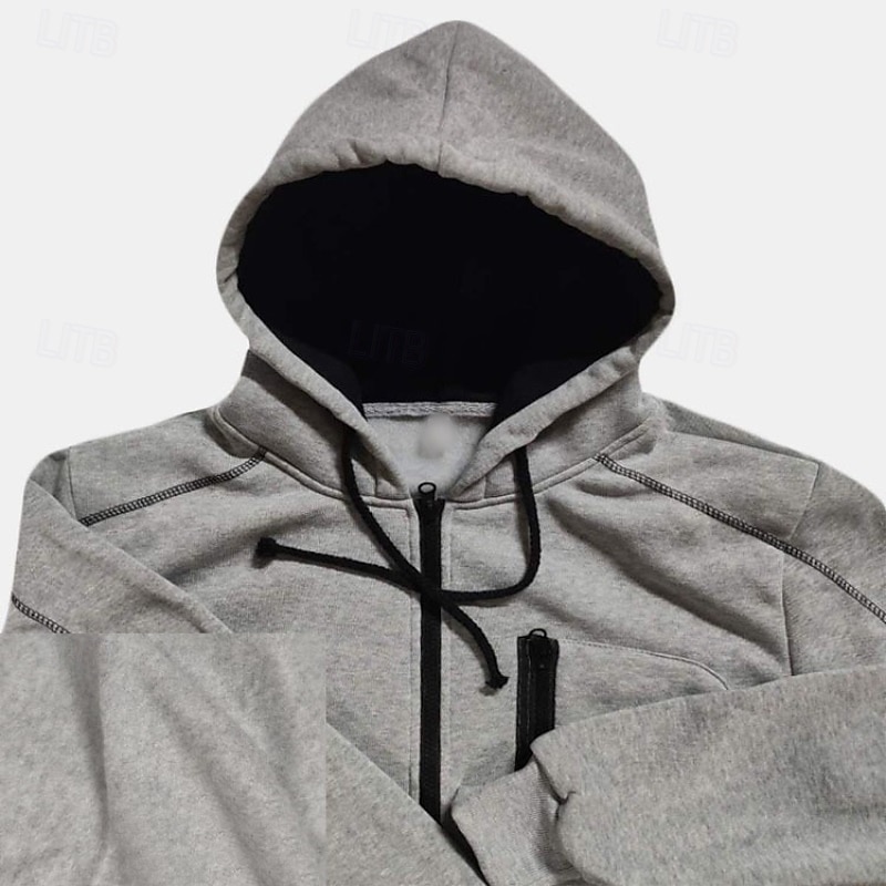 Homme Sweat à capuche zippé Sweat-shirt zippé Sweat à capuche en polaire Noir Rouge bleu marine Gris À capuche Uni Zip Up Poche Avant Sport & Loisir Occasionnel Quotidien Streetwear Frais Vêtements de 2025 ? $25.99 –P1