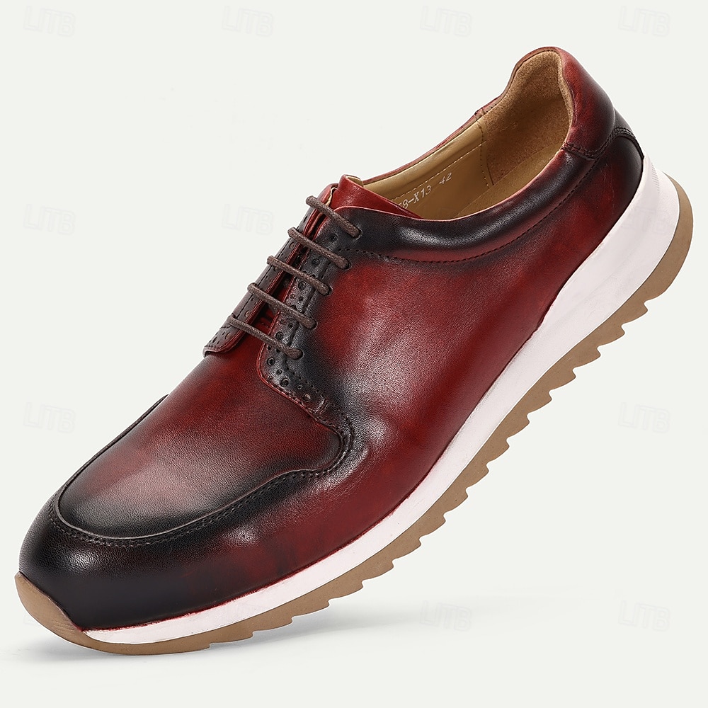 Premium röda lädersneakers för män med mjuk dämpning och slitstark yttersula - bekväm och snygg design, perfekt för vardagsbruk och helgutflykter 2025 - $109.99 –P6