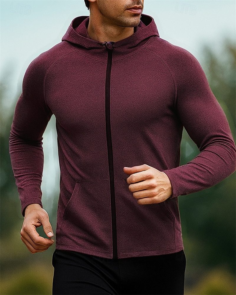 Homens Cor Sólida Jaqueta de Corrida Jaqueta Outdoor Verão Primavera Zip Completo Manga Longa Atlético Secagem Rápida Leve Respirável Tênis Golfe Corrida Azul Cinzento Escuro Vermelho Vinho Roupa de de 2026 por $31.99 –P6