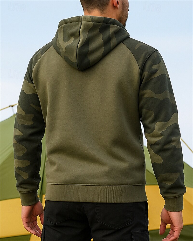 Per uomo Felpa con cappuccio Felpa da escursione cima dell'escursionismo Manica Lunga Con Cappuccio Top Esterno Leggero Elastico Traspirante Pullover Poliestere Mimetico Nero Verde militare Cachi del 2025 a $21.99 –P2