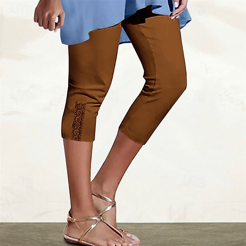 Mulheres Calças Capri Leggings Moda Casual Comprimento da panturrilha Cintura Média Tecido Cintura elástica Confortável Respirabilidade Com Stretch Férias Rua Roupa Diária Amarelo Claro Vinho de 2025 por $15.99 –P7
