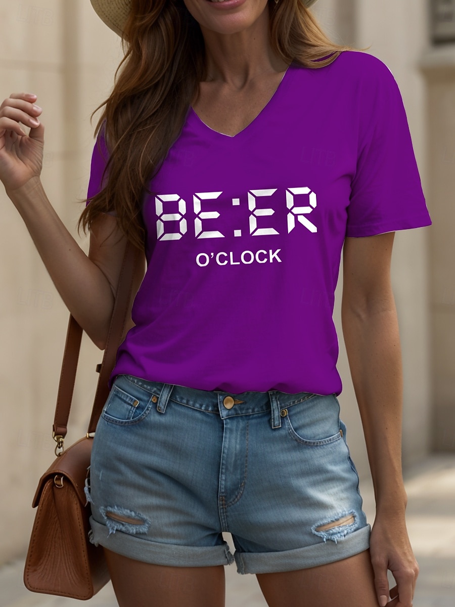 Oktoberfest Per donna Maglietta Grafico Lettera Vintage Elegante Classico Manica Corta Scollo a V Top Regolari Quotidiano Stampato Nero Bianco Giallo Rosso Blu Estate Primavera del 2025 a $19.99 –P5