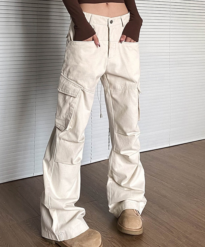 Per donna Pantaloni Cargo Pantaloni Moda Streetwear Lunghezza intera Naturale Tinta unita Tasca Confortevole Micro-elastico Sport & Outdoor Abbigliamento quotidiano Nero Beige Estate Primavera del 2026 a $29.99 –P4