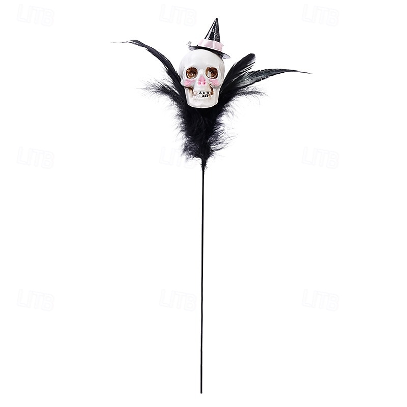 2025年 ハロウィンの造花ブーケ1束、羽根、カボチャ、頭蓋骨のピック付き、パーティーや家の装飾用の恐ろしい造花  コレクション – $9.99 –P3