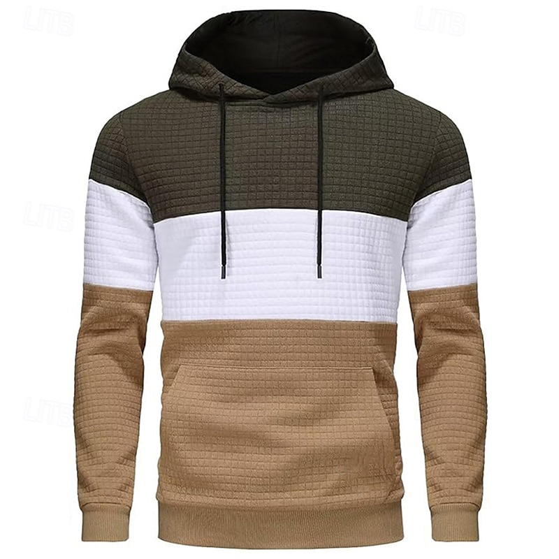 Hombre Sudadera Blanco Amarillo Vino Verde Ejército Caqui Con Capucha Bloque de color Bolsillo Con Texturas Deporte Diario Festivos Poliéster Ropa de calle Básico Casual Primavera Otoño Ropa 2025 - $20.99 –P4