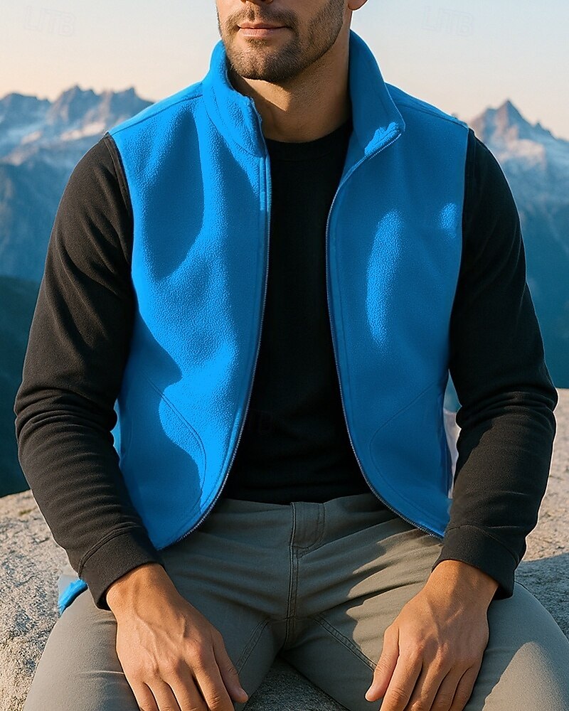 Herren Wanderweste Ärmellos Weste Außen Thermowarm Atmungsaktiv Leicht Winter Reißverschluss Polyester Schwarz Armeegrün Rot Jagd Angeln Klettern 2025 - $23.99 –P4