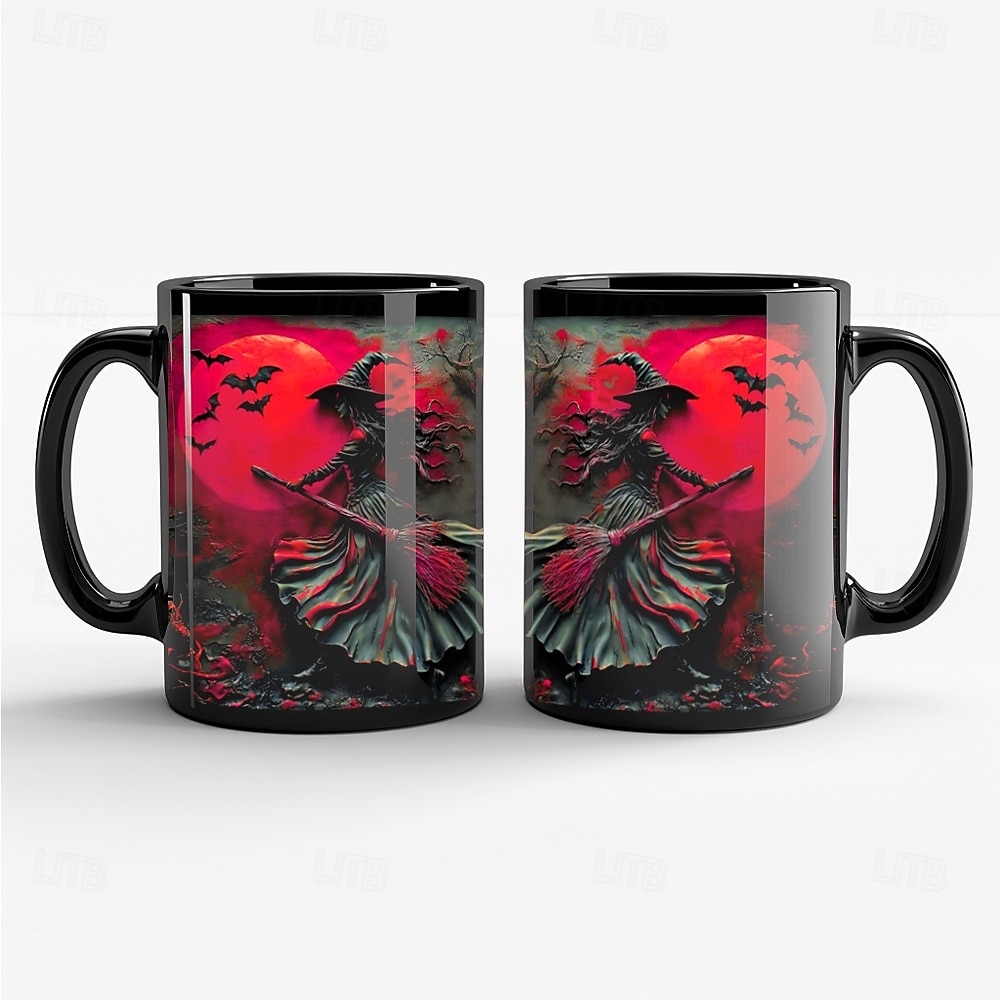 Halloweenský dárkový hrnek, keramický hrnek na kávu s čarodějnickou tématikou 330 ml/12 oz, strašidelný halloweenský hrnek pro ženy, přátele, milovníky wiccanské inspirace, vánoční dekorace nebo dárek 2025 - $12.99 –P17