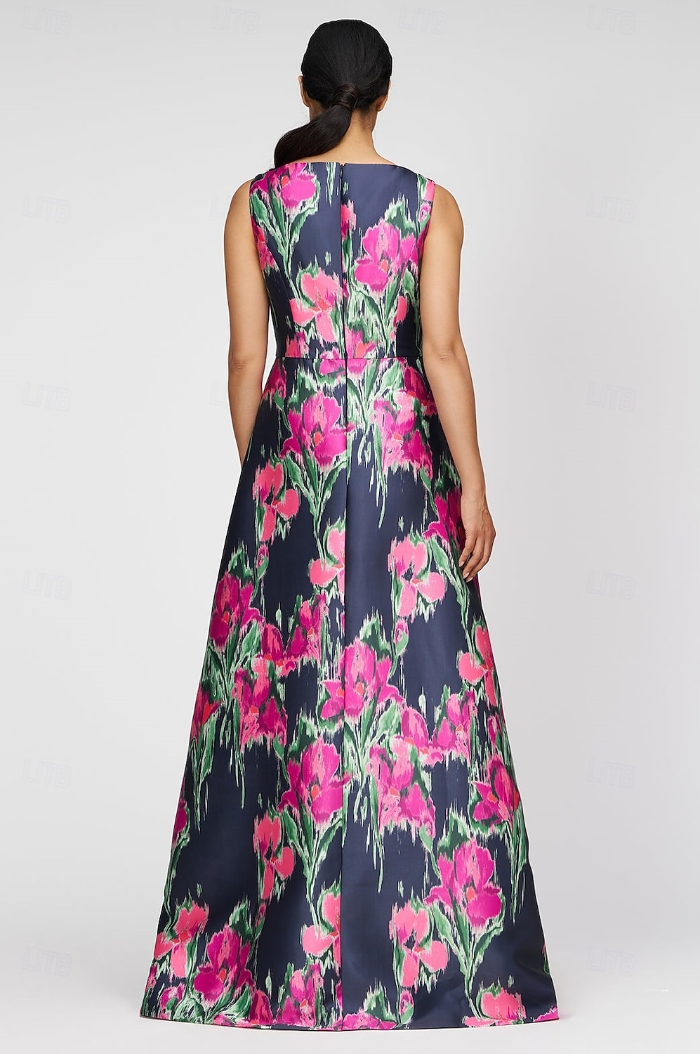Jumpsuits A-Linie Abendkleid Elegantes Kleid Formelle Hochzeitsgast Bodenlange Ärmellos Boot-Ausschnitt Satin mit Blumenmuster Tasche 2025 - $157.99 –P2