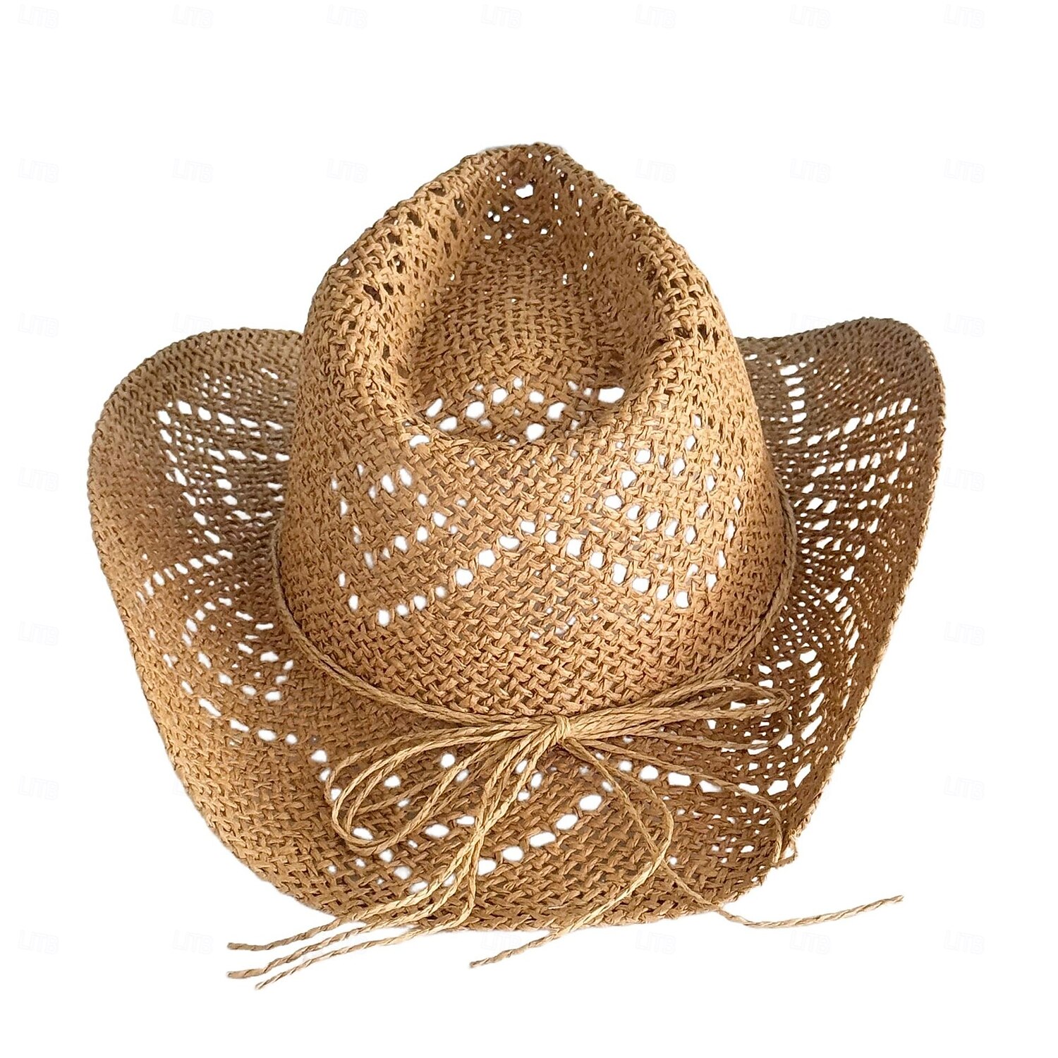 1 stk. elegant damehatt med strå og bred brem, lett og pustende sommerhatt for strandaktiviteter, uformell &formelle arrangementer, tilbehør til arrangementer 2025 - $44.99 –P10