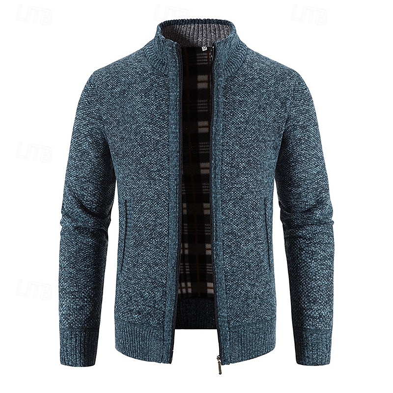 Herren Pullover Strickjacke Gerippt Stricken Normale Oberteile Gestrickt Einfach Stehkragen Aufwärmen Moderne zeitgenössische Lässig Alltagskleidung Bekleidung Frühling & Herbst Weinrot Schwarz M L XL 2025 - $25.99 –P6