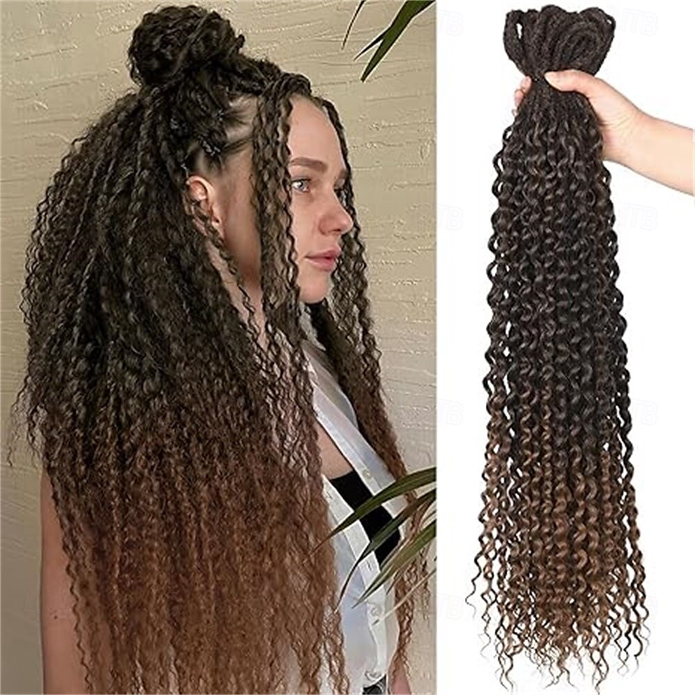Ensemble complet d'extensions de dreadlocks bouclées blondes platine à double extrémité pour femmes, dreadlocks ondulées blondes faites à la main, dreadlocks synthétiques souples au crochet (50 mèches de 2025 ? $75.99 –P6