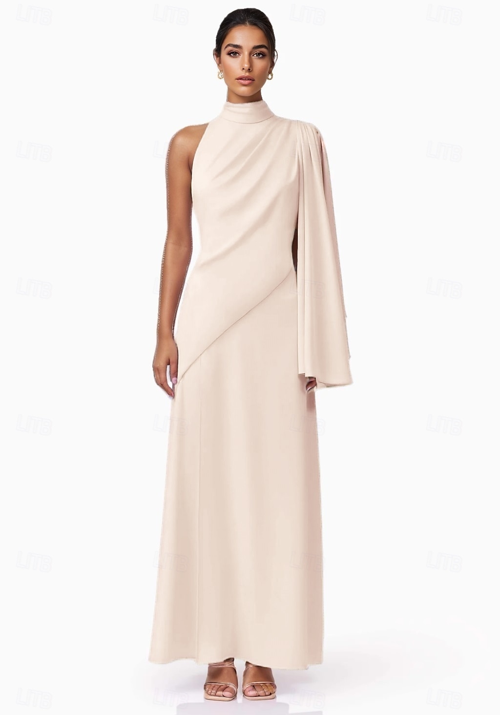 A-Line Cocktail Dresses Elegant Formal Wedding Guest Ankle Length Sleeveless High Neck Stretch Crepe with Ruffles 2025 - $137.99 –P6