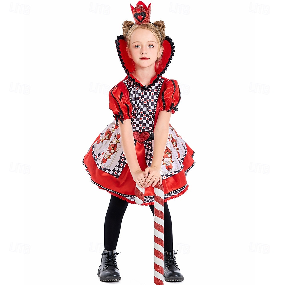 Alice in Wonderland Sprookje Hartenkoningin De rode koningin Venijn Jurken Kostuum Verhaalboekpersonages Cosplay Film cosplay for Voor meisjes Kinderen Halloween Carnaval Wereldboekendag Prestatie 2025 - $46.99 –P3