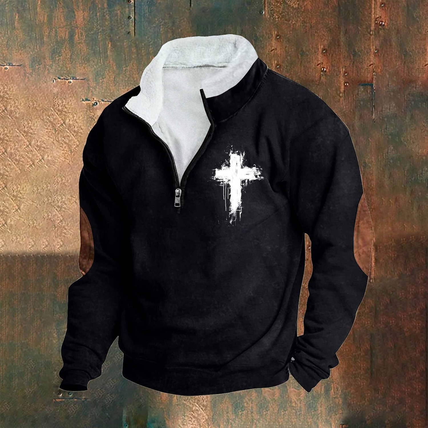 Herren Sweatshirt Viertelreißverschluss Sweatshirt Schwarz Weiß Wein Armeegrün Königsblau Halber Reißverschluss Farbblock Kreuz Halber Reißverschluss Druck Sport & Outdoor Täglich Ferien Polyester 2025 - $23.99 –P4