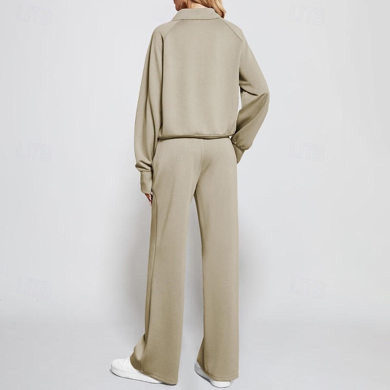 نسائي بدلة رياضية بنطلونات بنطلون واسع الساق دانتيل جيب لون سادة أطقم ملابس رياضية الخريف أسود أبيض الصالة الرياضية رياضات ركض ضد الهواء كم طويل رياضة ألبسة رياضية قابل للبسط عادي 2025 - $34.99 –P5