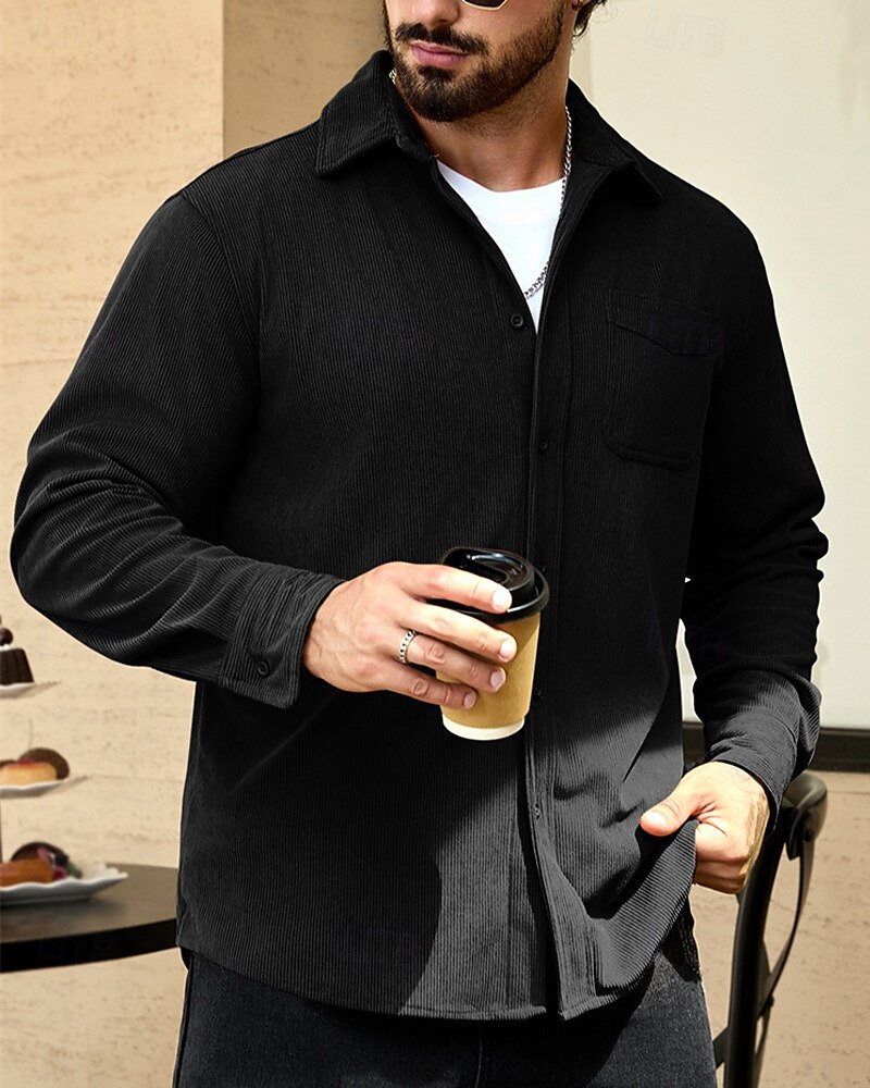 Per uomo Giacca Leggera Giacca in Velluto a Coste Giacca Casual Vacanza Quotidiano Resistente all'usura Tasca Primavera Autunno Semplice Moda Classico Bavero Regolare Nero Blu marino Cammello Marrone del 2025 a $24.99 –P12