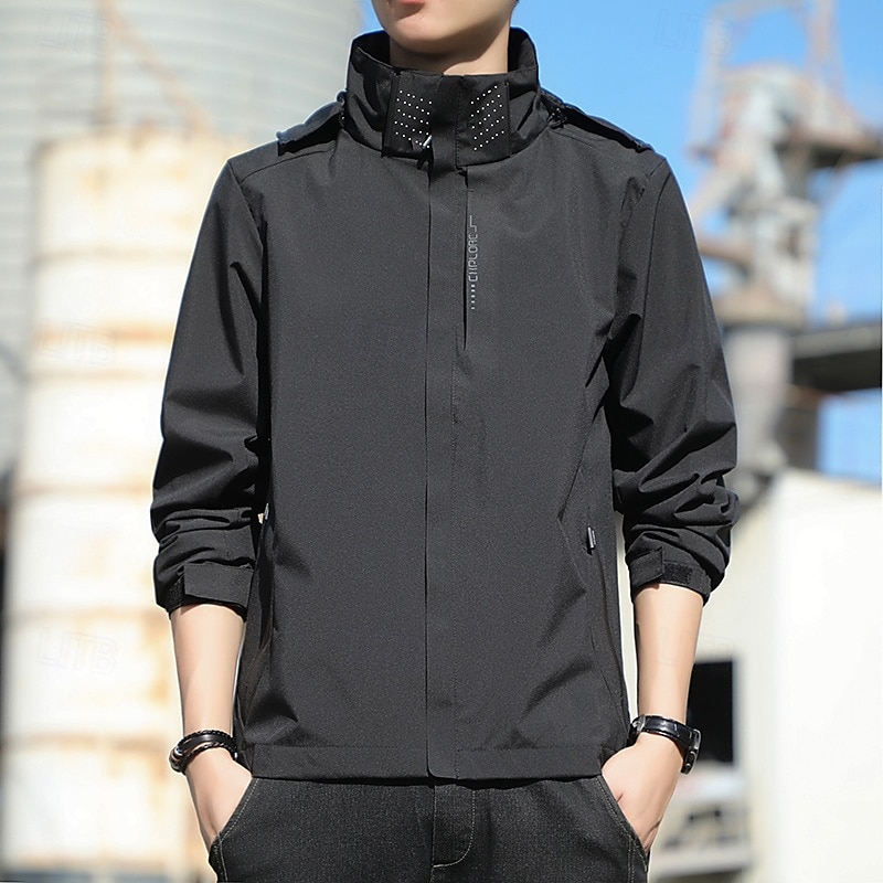 Men's Windbreaker Hiking Jacket rain coat Outdoor Waterproof Windproof Hiking Outfits Hiking Clothes Spring Autumn / Fall Top Camping / Hiking / Caving Running Black Blue Dark Blue 2025 - $14.79 –P2