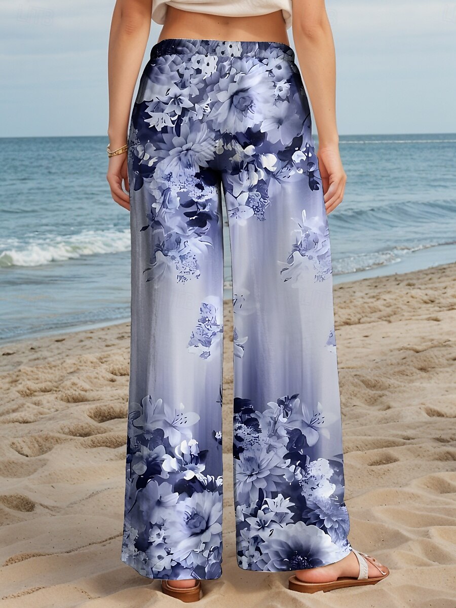 Femmes Culottes Jambe Large Chinos Pantalons Amples Vacances ancien Mode Longueur complète Taille haute Fleuri Graphique Dégradé Ceinture Élastique Impression Respirant Doux Micro-Élastique Formel de 2025 ? $24.99 –P2