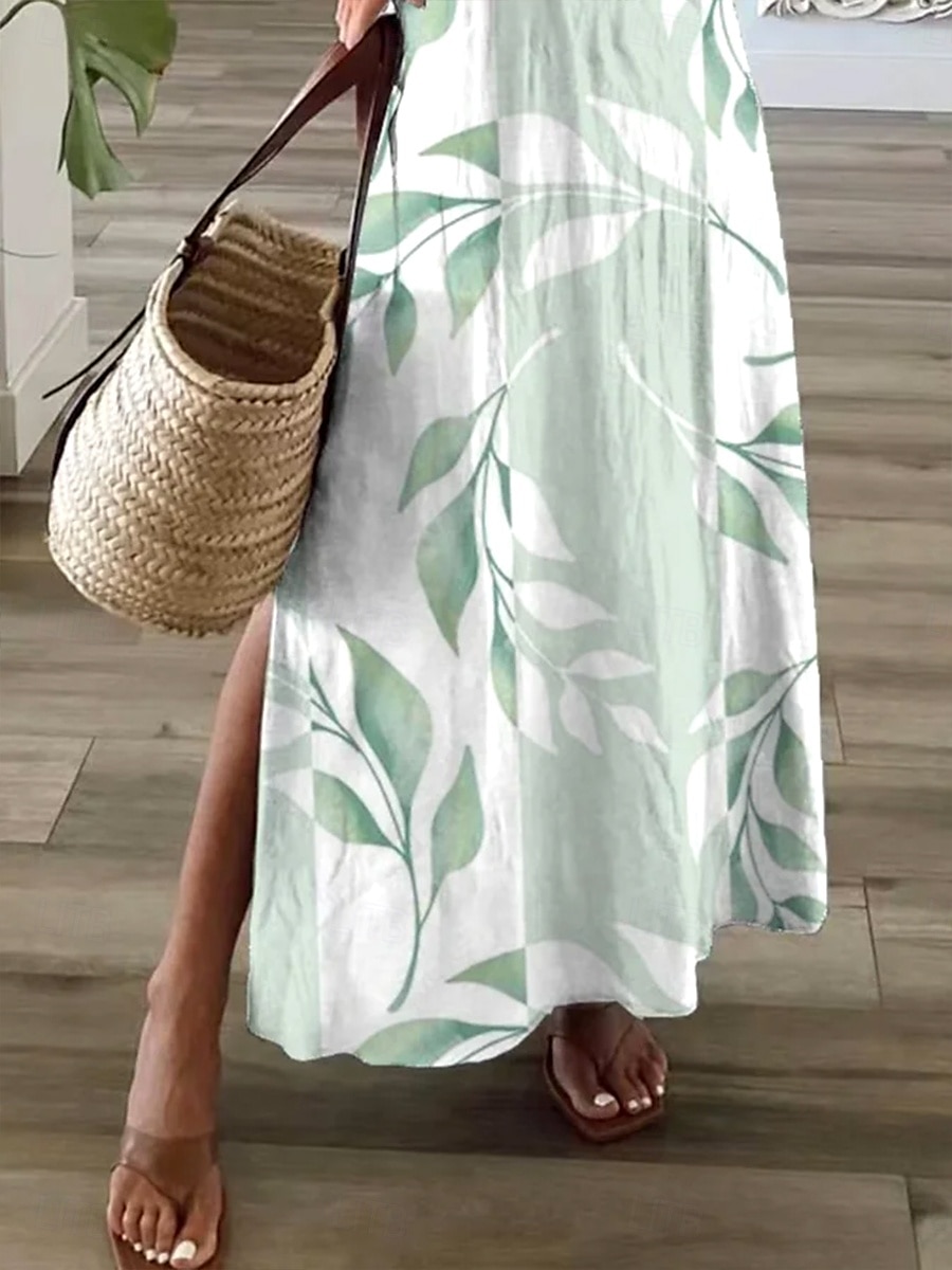Femmes Robe maxi Robe Décontractée Robe d'Été Robe trapèze Élégant Vacances Occasionnel Fête Plage Coupe régulière A Ombre Fleuri Graphique Manche Courte Col en V Vert Claire Bleu Ciel Été Printemps de 2025 ? $28.99 –P4