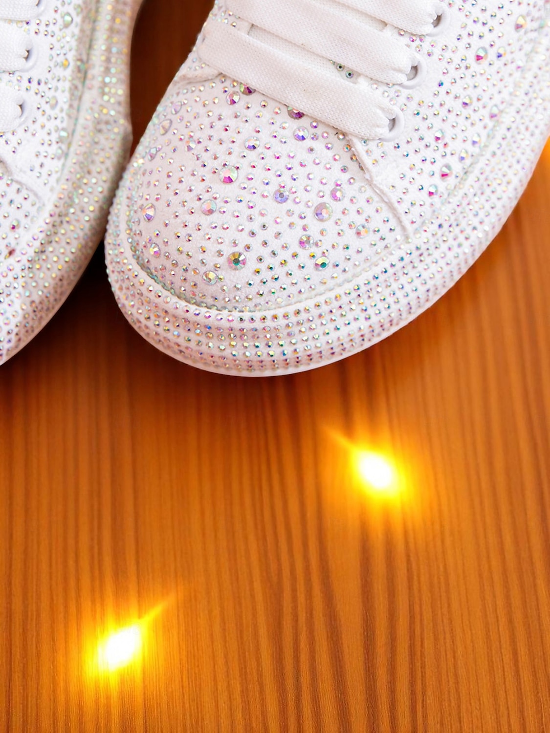 Tênis plataforma feminino branco com strass - sapatos de festa brilhantes com cadarço e detalhes em cristal para a vida noturna e para baladas de 2025 por $54.99 –P6
