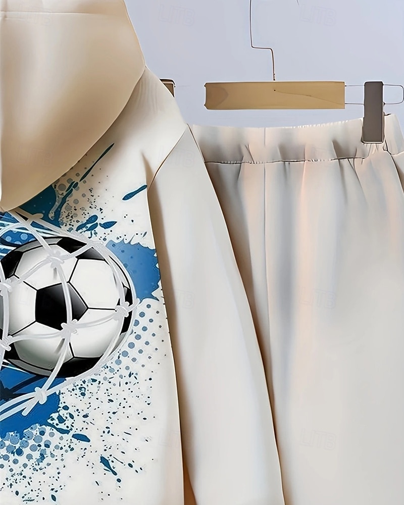 Pojkar 3D Fotboll Huvtröja & träningsbyxor Set Sportdräkt Träningsoveraller Långärmad Vår Höst Dagligen Grundläggande Ledigt Barn 4-12 år Huva Utomhus Semester Sport Skräddarsydd passform 2025 - $26.99 –P5