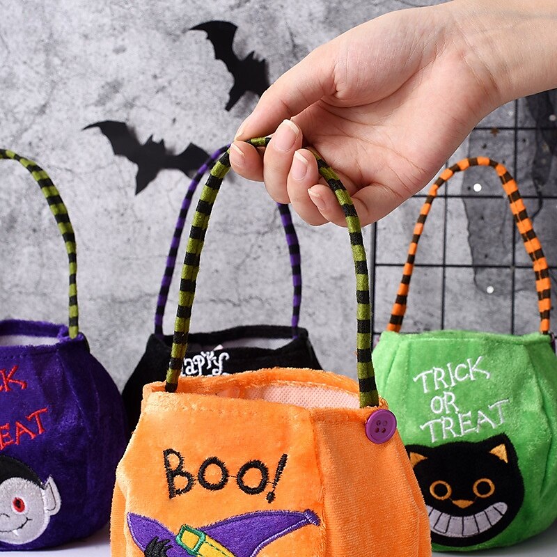 Halloween Treat Bag for Kids, Trick or Treat Candy Tote Bag, Gift Basket with Pumpkin Ghost Witch Design, Non-Woven Halloween Party Favor Bag 2025 - $4.99 –P6