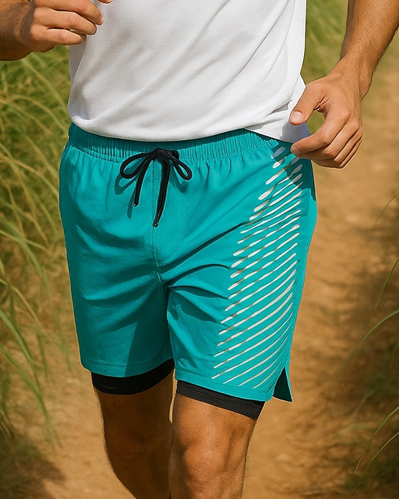 Men's Running Shorts Pocket 2 in 1 Shorts Casual Sports & Outdoor Summer Quick Dry Lightweight Elastic Breathable Tennis Golf Running Regular Fit Sportswear Activewear Blue Black Ocean Blue 2026 - $22.99 –P7