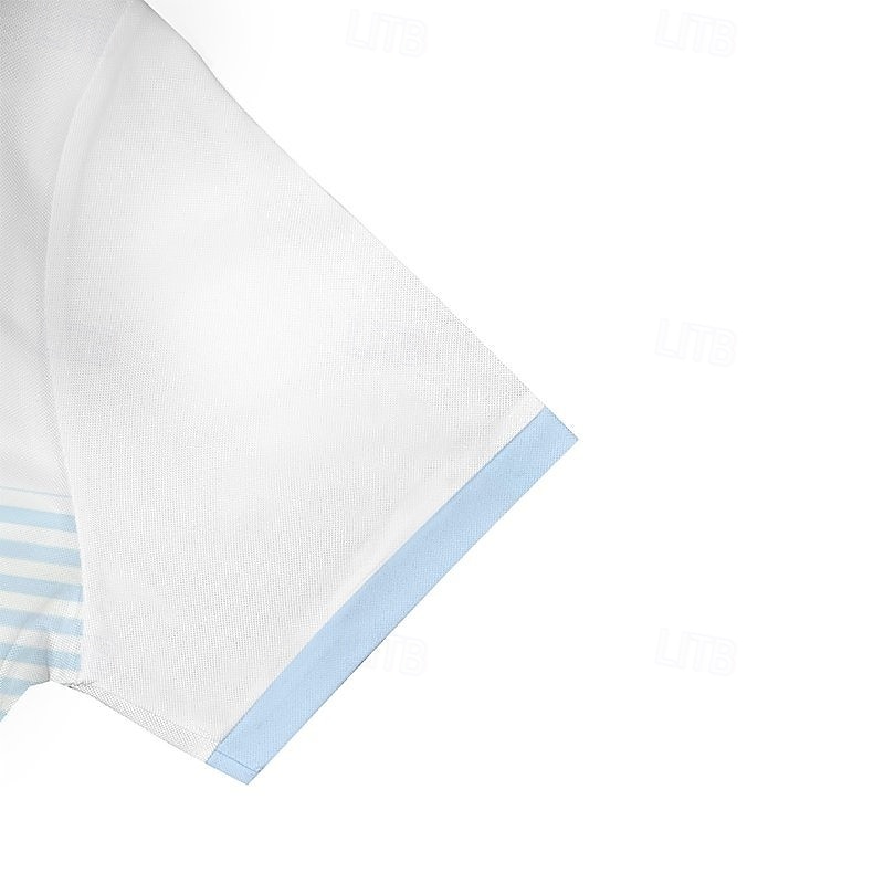 Herren Polo Polo mit Knopfleiste Lässig Sport Revers Kurzarm Mode Basic Streifen Knöpfe Sommer Frühling Blau Grün Polo 2025 - $17.99 –P5